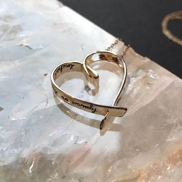 Sterling Silver Heart Necklace Engraved in Cursive “May Happiness Touch Your…” - Picture 3 of 10